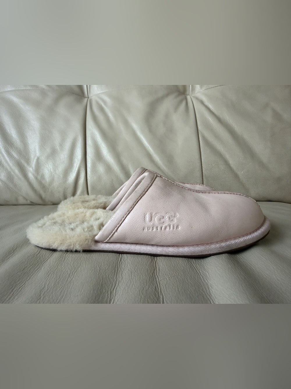 UGG Women's Blush Leather Shearling Slide Slippers